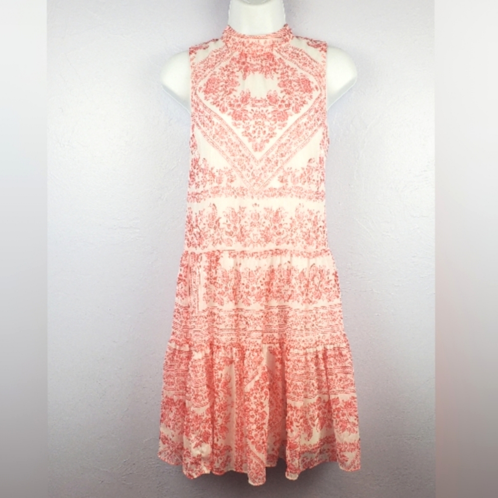 CALVIN KLEIN Paisley Pink Flowy Dress | Size 2 - Picture 4 of 10